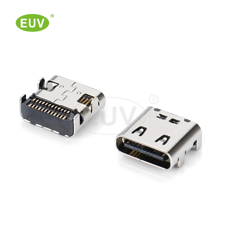 24P 臥式板上 帶雙壓片 雙排全貼 Type-C母座連接器