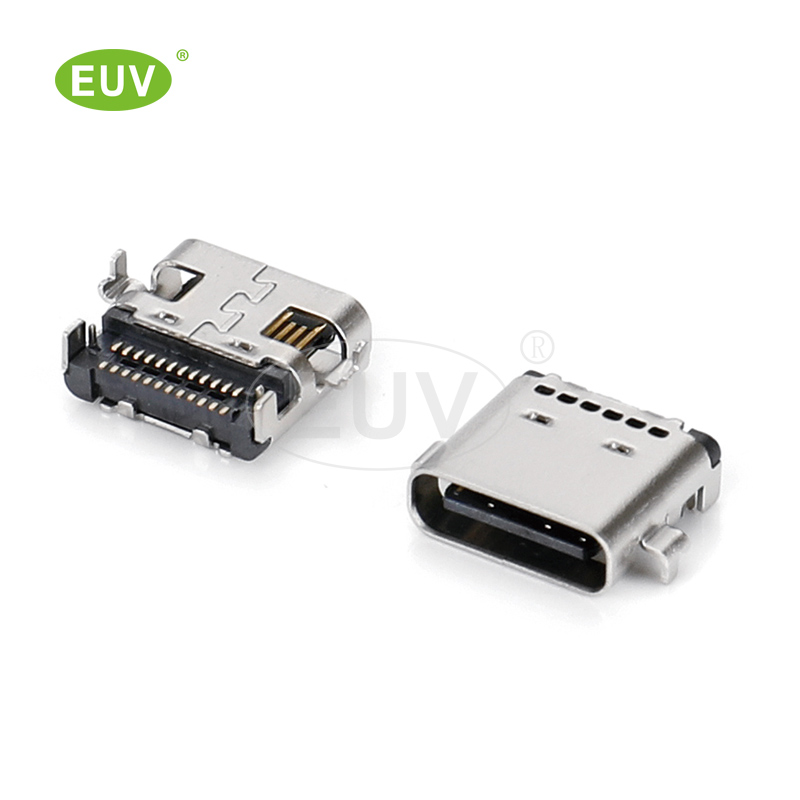 24P 臥式沉板0.8mm 雙排貼片 Type-C母座連接器